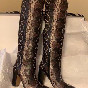 Vince Camuto Brand New in box OTK Boots in Mauve Multi Tricolor Snake